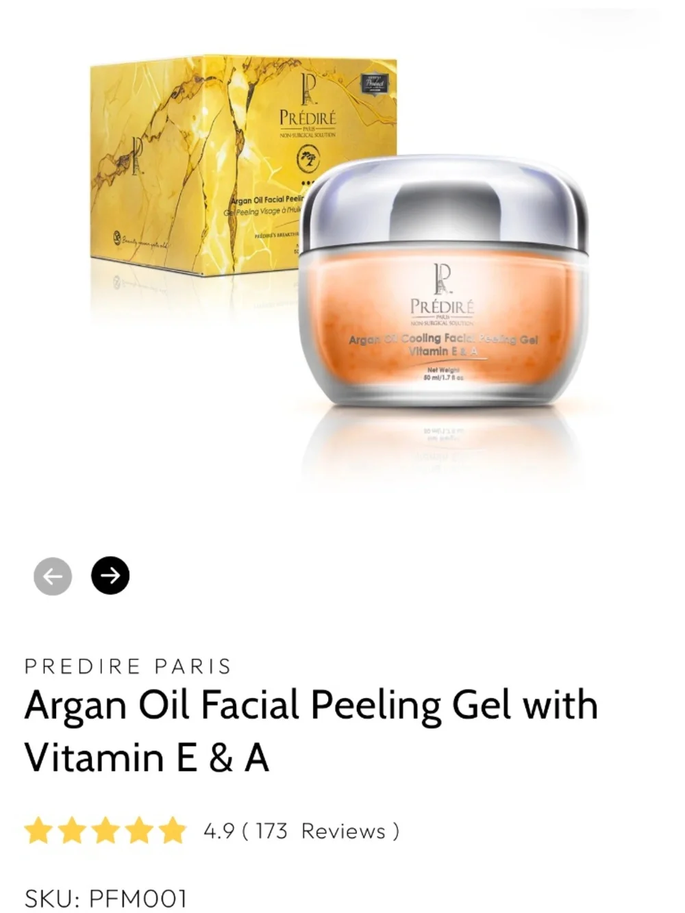 Prédire Argan Oil peeling gel with Vitamin E & A.